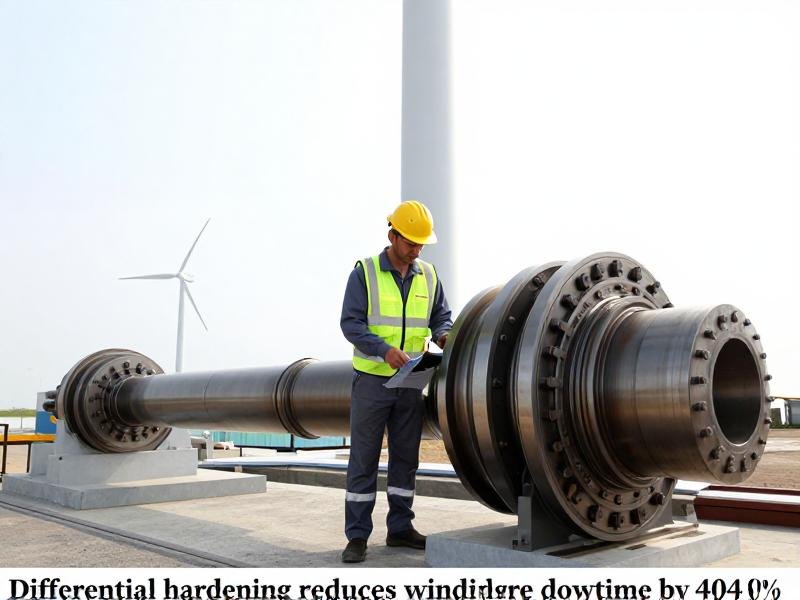 Offshore wind turbine with technician inspecting main shaft bearing