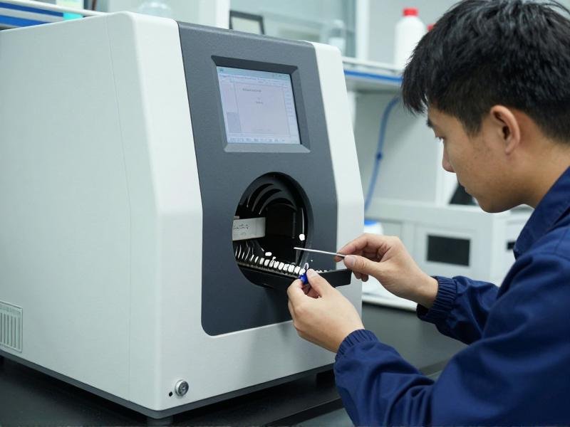 Quality control lab with XRD equipment analyzing bearing samples