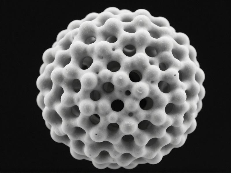 Silicon nitride ball microstructure under electron microscope